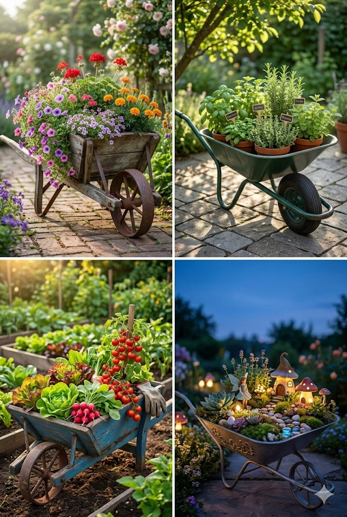 20+ Genius Wheelbarrow Planter Ideas