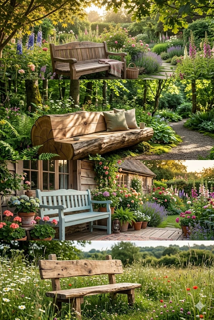 1. Rustic Wooden Benches