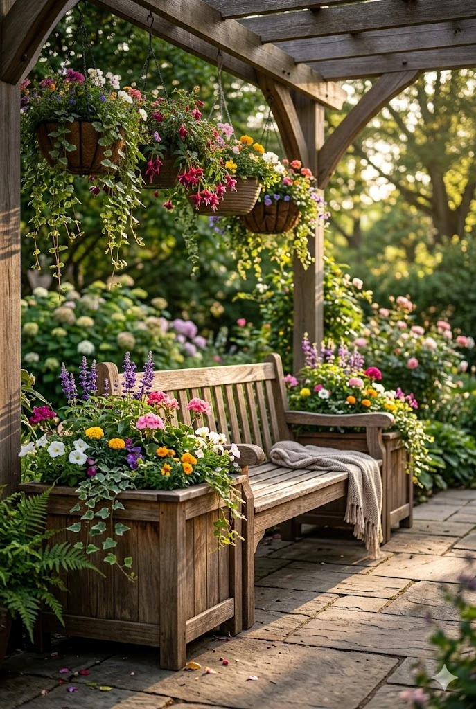 7. Benches with Planters