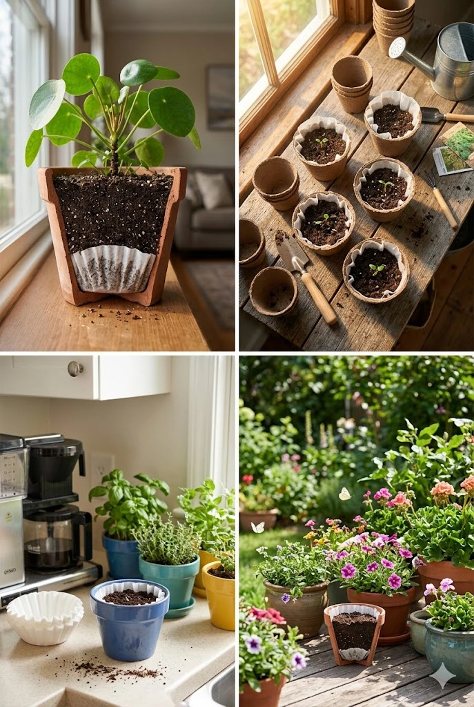 6. Coffee Filters: Soil Protectors