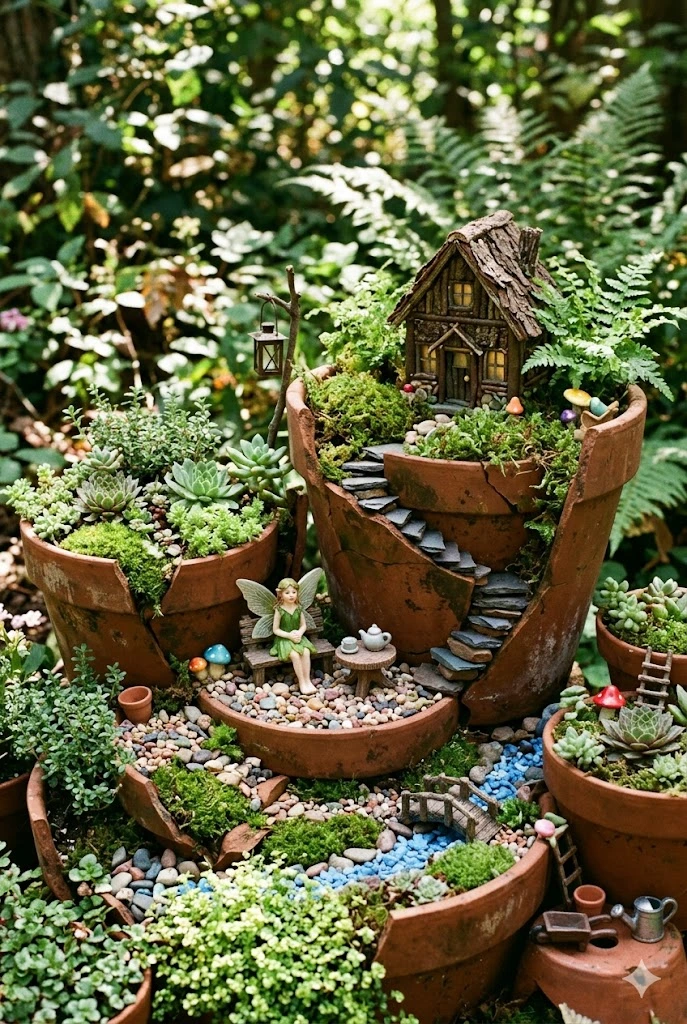 11. Broken Pot Fairy Garden