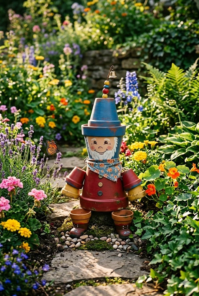 13. Garden Gnome from Old Pots