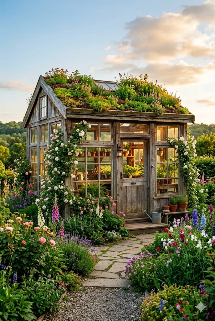 3. Rustic Wooden Greenhouses