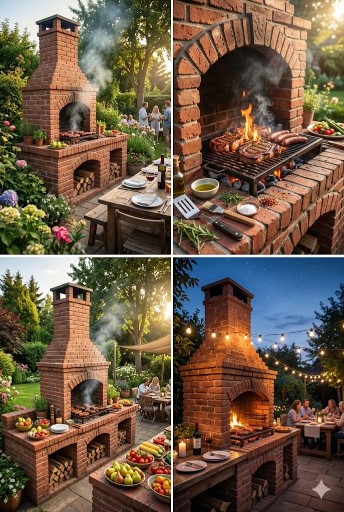 1. Classic Brick BBQ Station