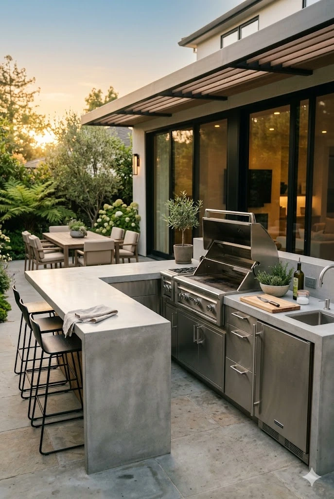 2. Modern Minimalist BBQ Kitchen