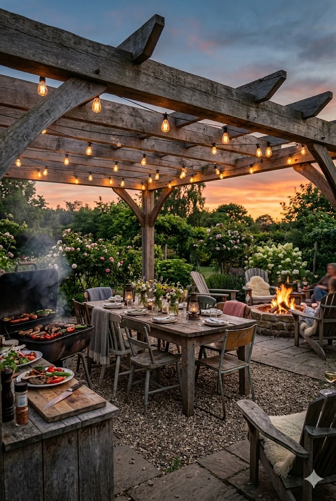 3. Rustic Farmhouse BBQ Area