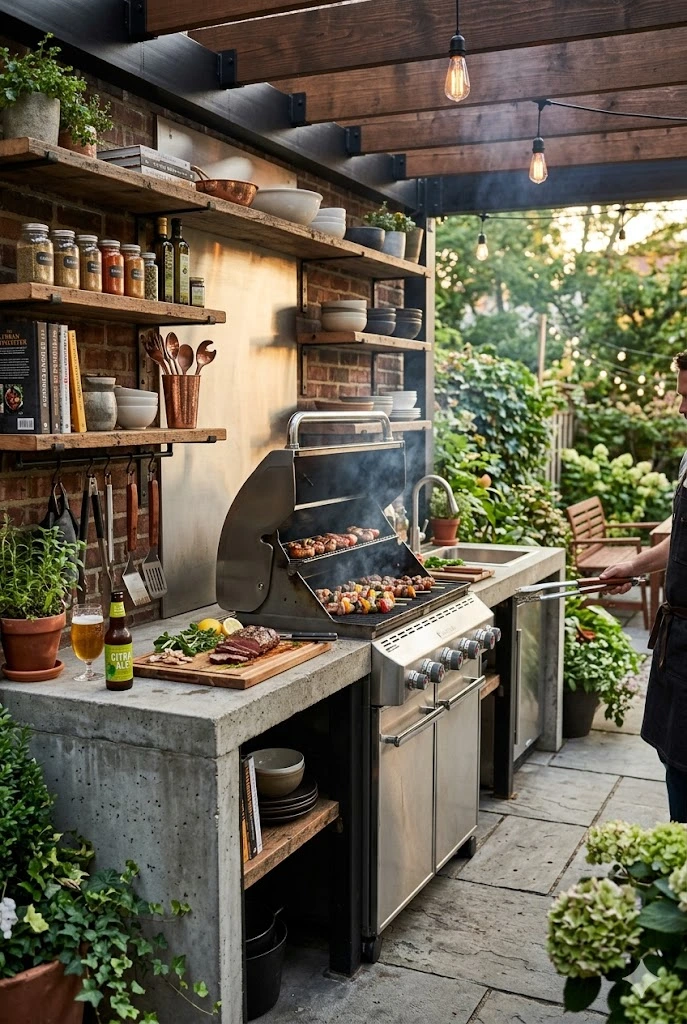 8. Industrial Chic BBQ Area